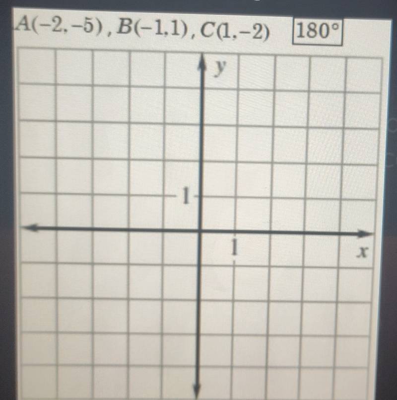 A(-2,-5), B(-1,1), C(1,-2) 180°