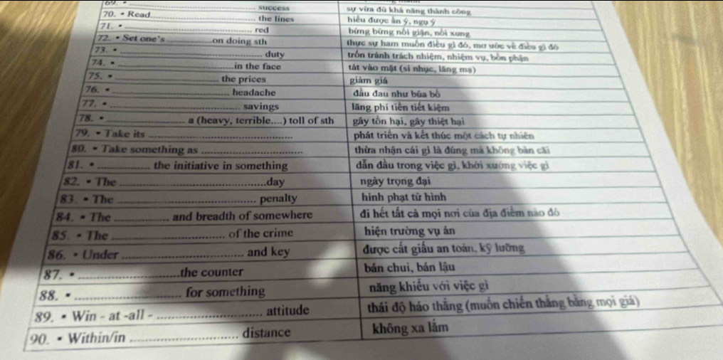 6 _success sự vừa đù khá năng thành công 
70. •Read_ the lines