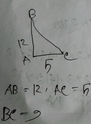 AB=12, AC=5
BC=9