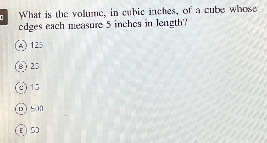 What is the volume, in cubic inches, of a cube whose edges each measure ...