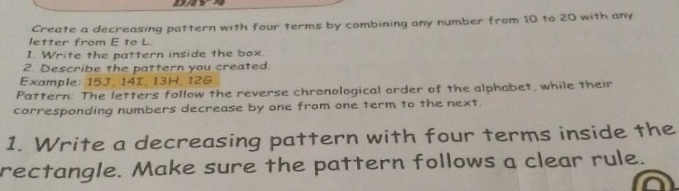 Solved: Create a decreasing pattern with four terms by combining any ...