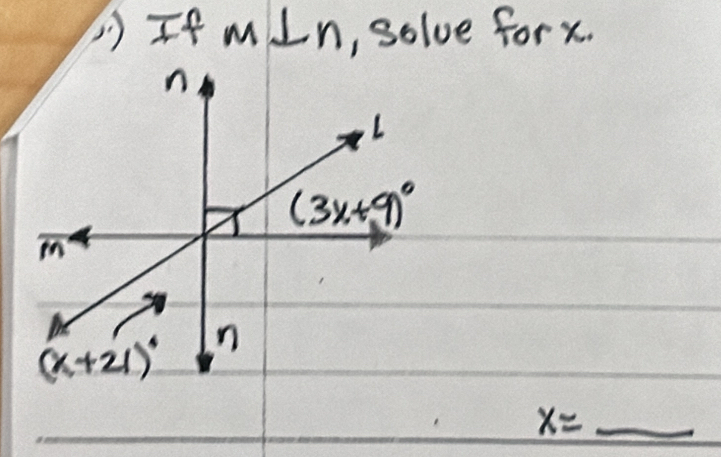 )If m⊥ n, solve forx.
x= _