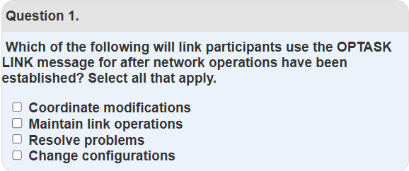 Solved: Which of the following will link participants use the OPTASK ...