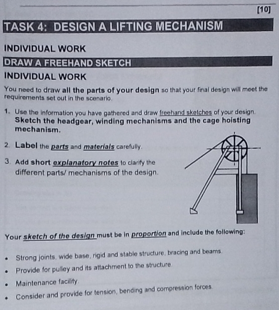 Solved: [10] TASK 4: DESIGN A LIFTING MECHANISM INDIVIDUAL WORK DRAW A ...