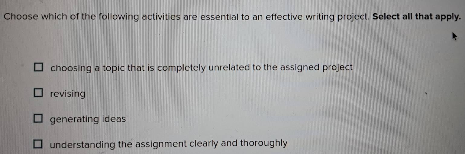 Solved: Choose which of the following activities are essential to an ...