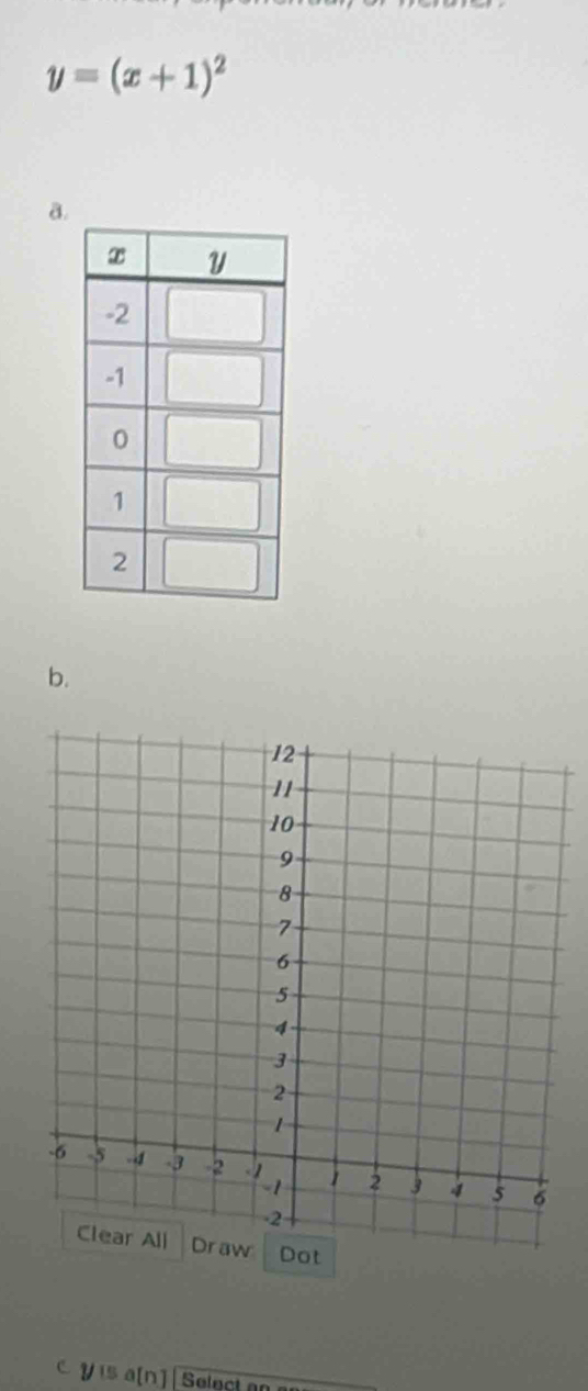 y=(x+1)^2
a. 
b. 
t 
C γ 15a[n] |Select a