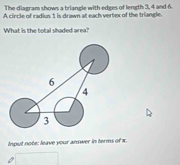 Solved: The diagram shows a triangle with edges of length 3, 4 and 6. A ...