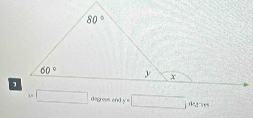 degrees and y=□ degrees