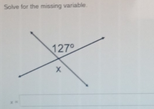 Solve for the missing variable.
x=□