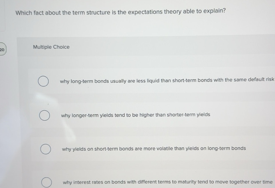 Solved: Which fact about the term structure is the expectations theory ...