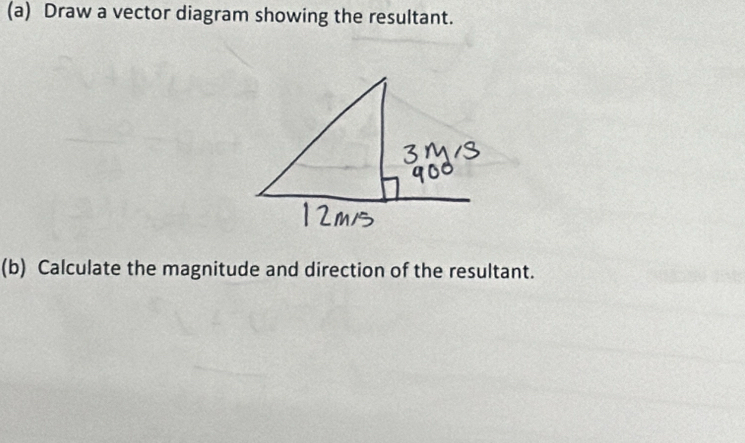 Solved: Draw a vector diagram showing the resultant. (b) Calculate the ...