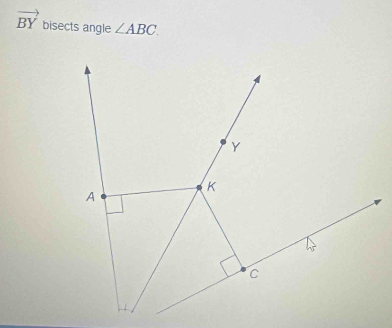 vector BY bisects angle ∠ ABC.