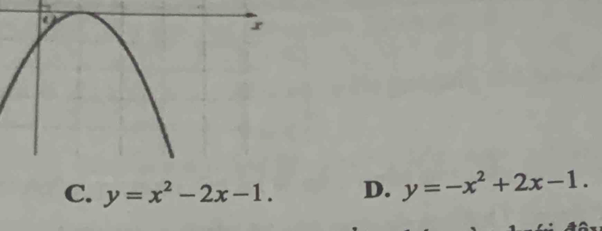 C. y=x^2-2x-1. D. y=-x^2+2x-1.