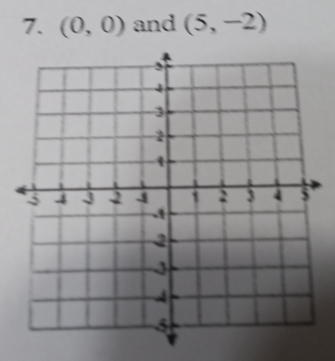 (0,0) and (5,-2)