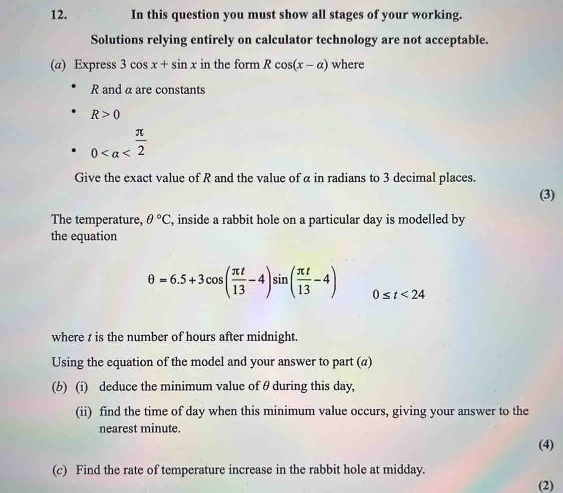 Solved: In this question you must show all stages of your working ...