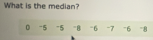 What is the median?
0 -5 -5 -8 -6 -7 -6 -8