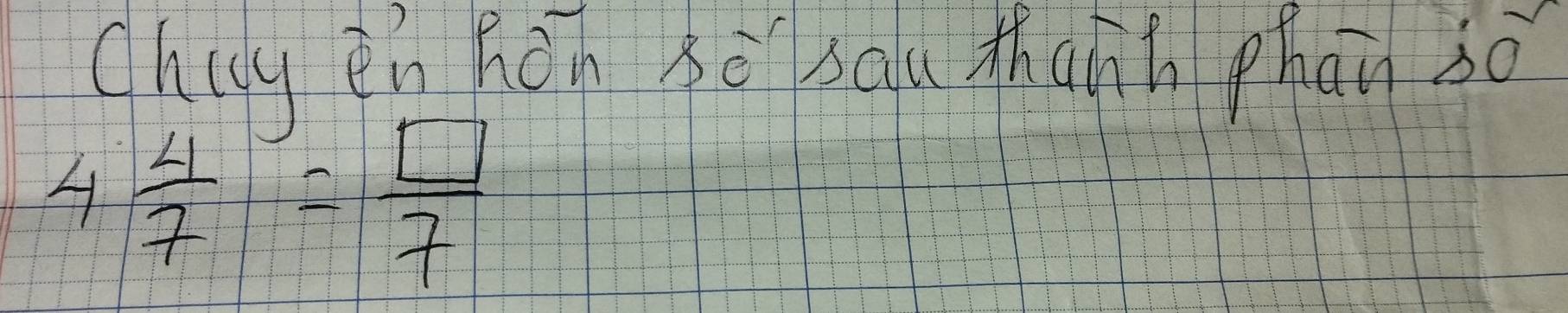 Chigg èn Kēn xè xàu thanh phan so
4 4/7 = □ /7 