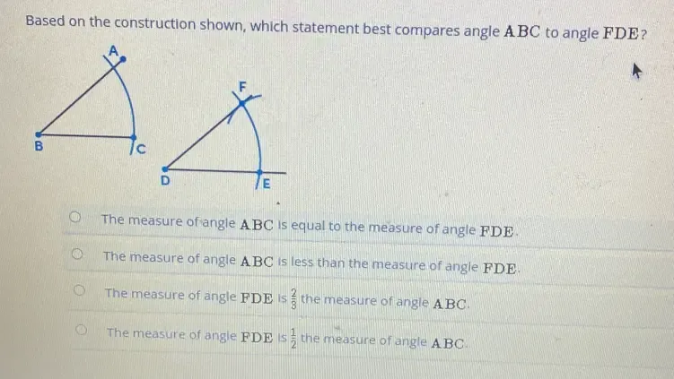 Solved: Based on the construction shown, which statement best compares ...