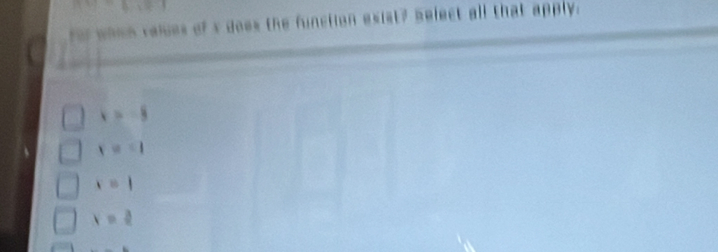 ales of s does the function exist? belect all that apply.