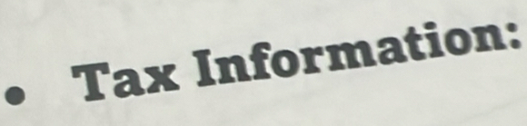 Tax Information: