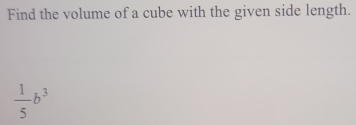 Find the volume of a cube with the given side length.
 1/5 b^3