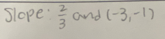 Slope:  2/3  and (-3,-1)