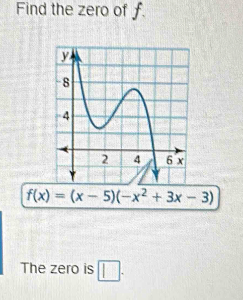 Find the zero of f.
The zero is □ .