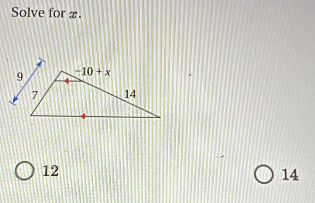 Solve for x.
12
14