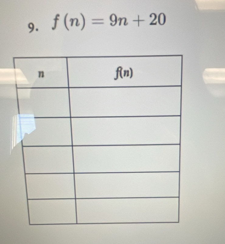 f(n)=9n+20