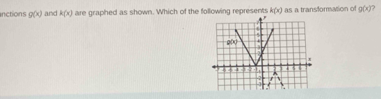 nctions g(x) and k(x) are graphed as shown. Which of the following represents k(x) as a transformation of g(x) ?