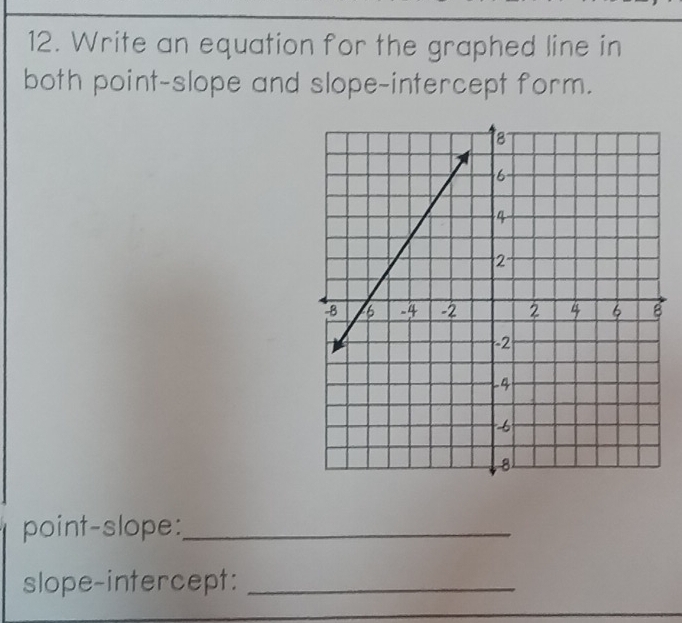 Solved: Write an equation for the graphed line in both point-slope and ...