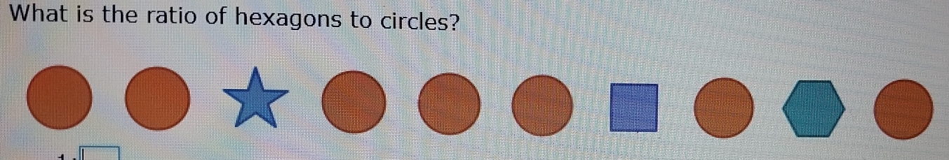 What is the ratio of hexagons to circles?