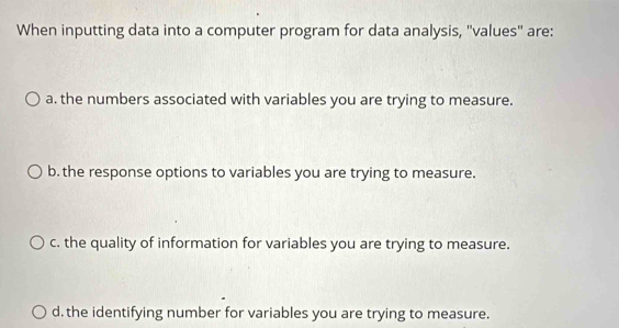 Solved: When inputting data into a computer program for data analysis ...