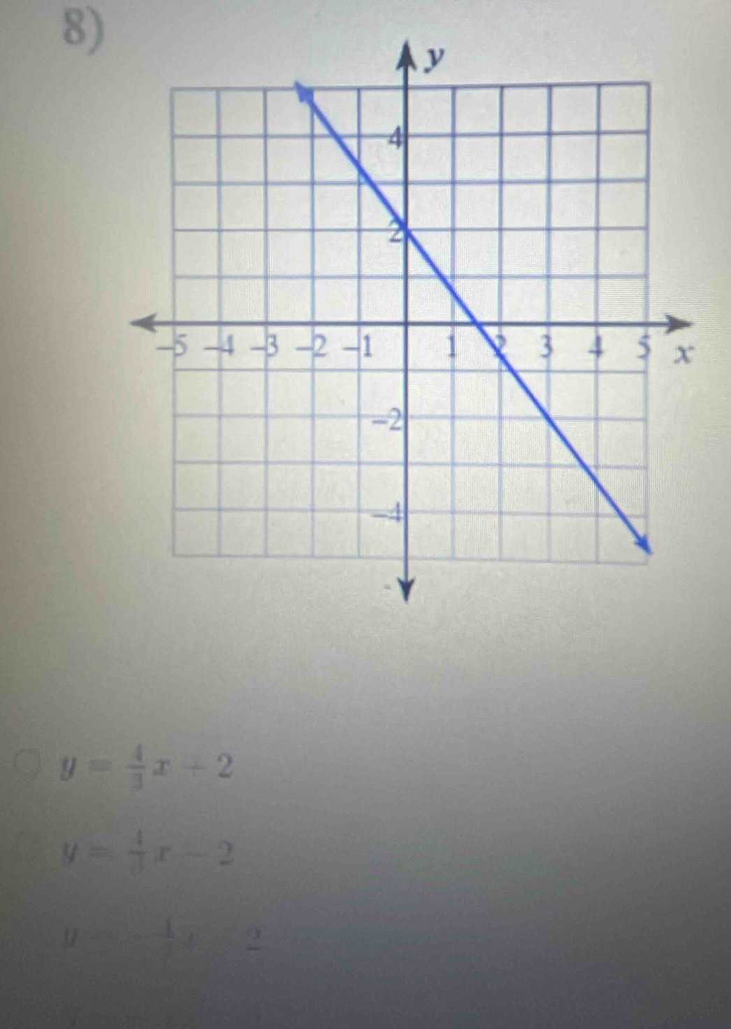 y= 4/3 x+2
y= 4/3 x-2
y=- 1/2 x-2