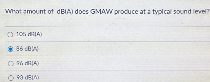 Solved: What amount of dB(A) does GMAW produce at a typical sound level ...