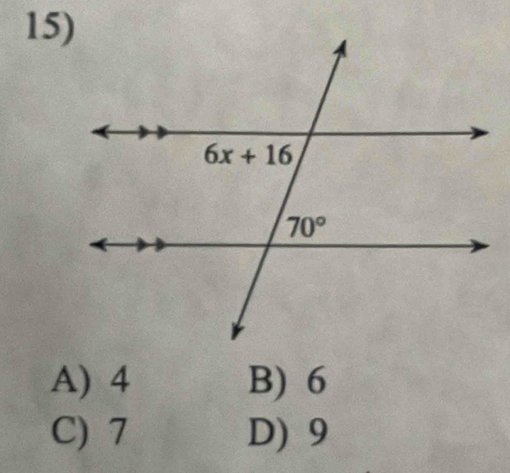 A) 4 B) 6
C) 7 D) 9