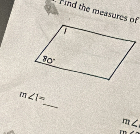 Find the measures of
_
m∠ 1=
m∠