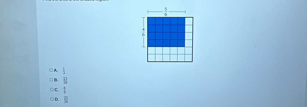 A.  1/2 
B.  23/36 
C.  4/9 
D.  20/36 