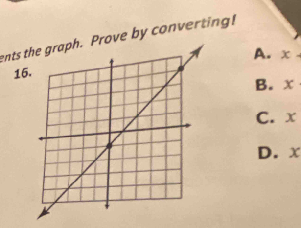 ents tove by converting!
A. x+
16
B. x
C. x
D. x