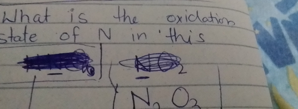 What is the oxidation 
state of N in this 
_ 
2