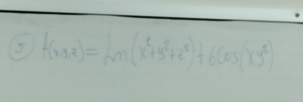 ( f(x,y,z)=Lm(x^2+y^2+z^2)+6cos (xy^2)