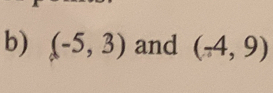 (-5,3) and (-4,9)