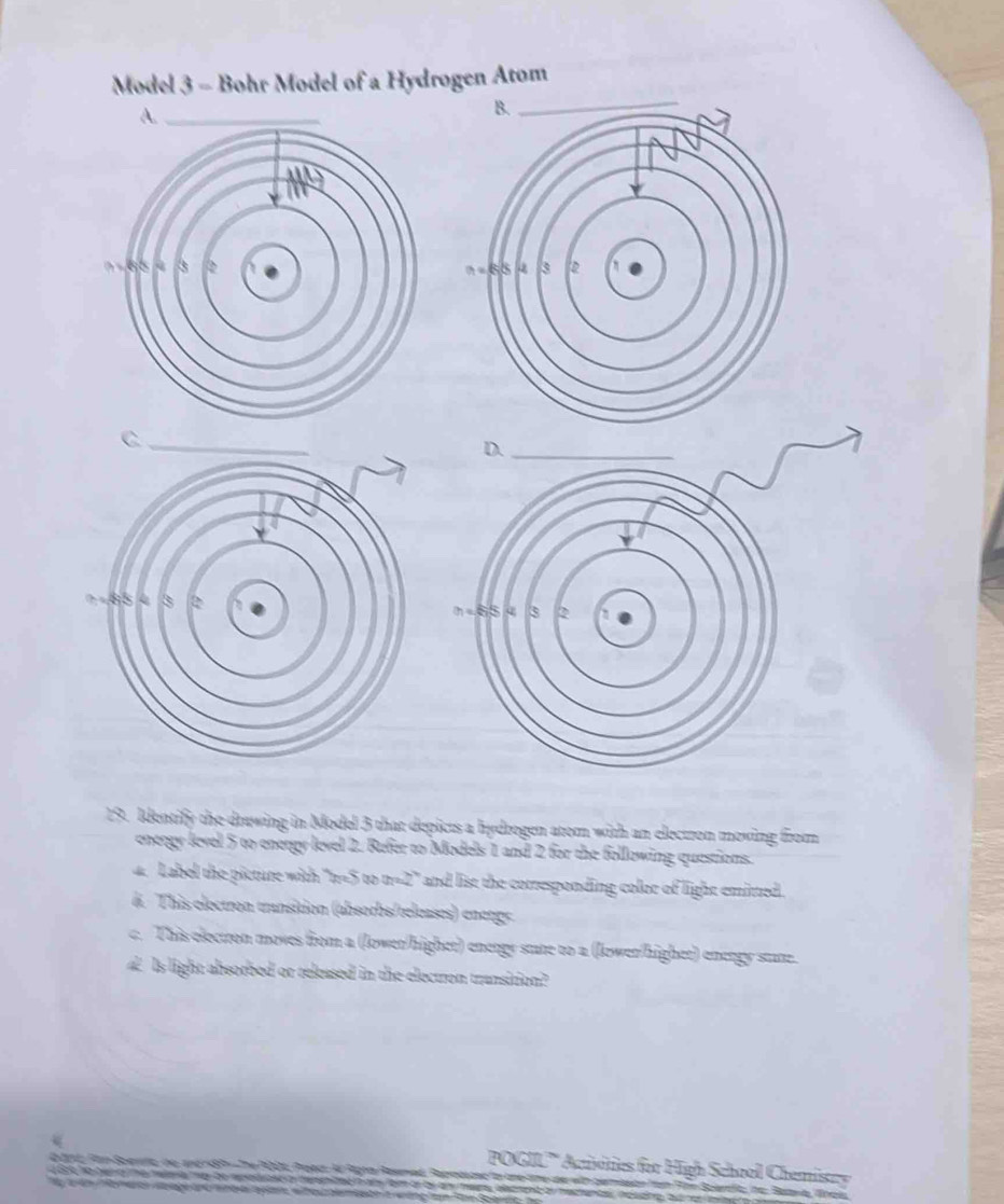 Solved: Model 3 - Bohr Model of a Hydrogen Atom _C 19. Identify the ...