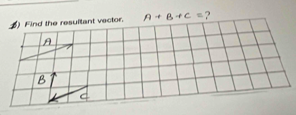 )Find the resultant vector. A+B+C= ?