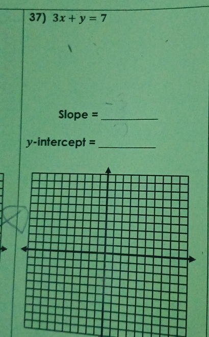 3x+y=7
Slope =_ 
y-intercept =_