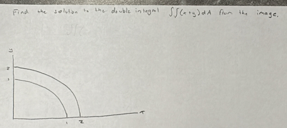 Find the solution to the double inlegral ∈t ∈t (x+y)dA from the image.