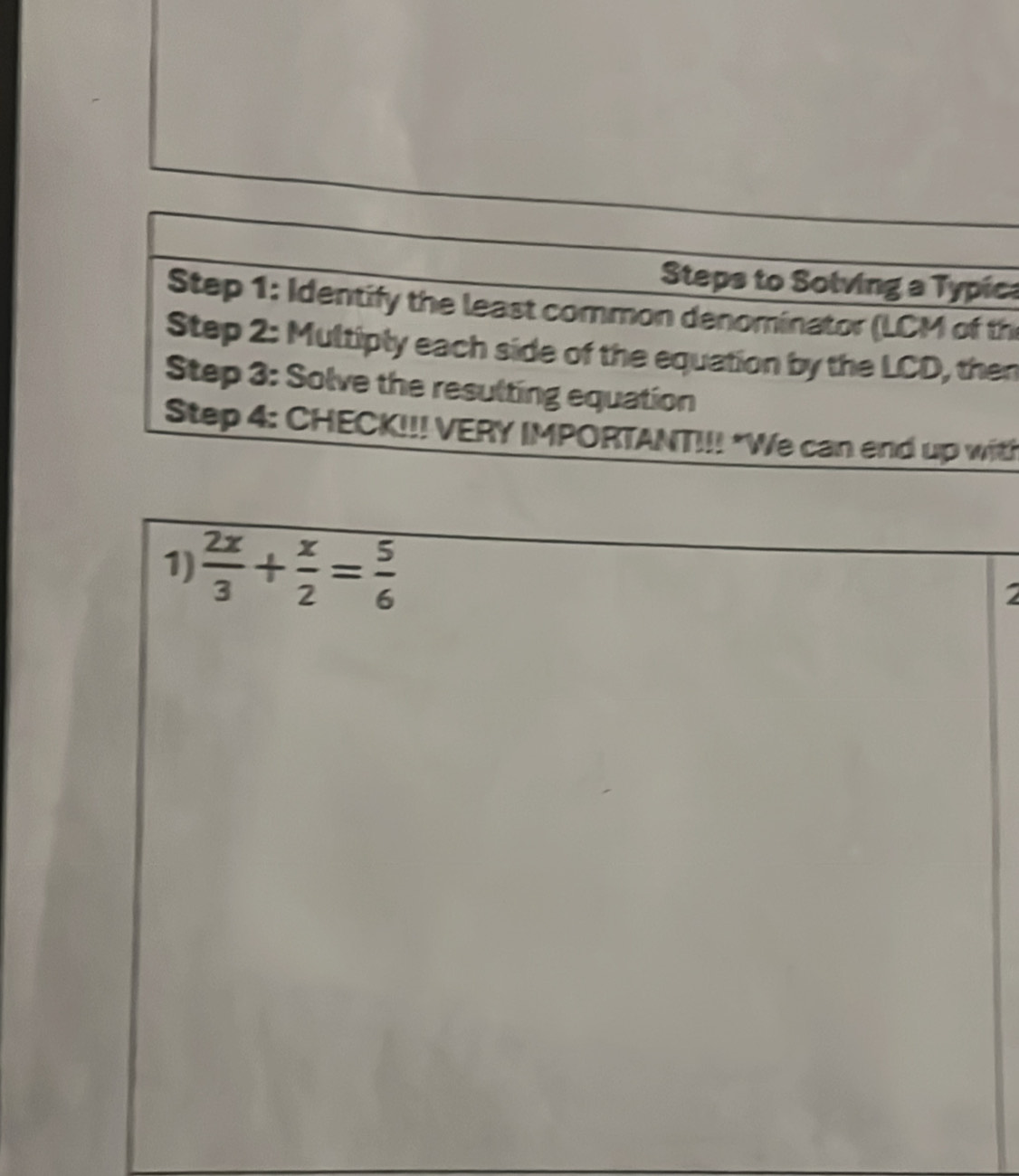 ca 
h 
n 
th 
1)  2x/3 + x/2 = 5/6 
2