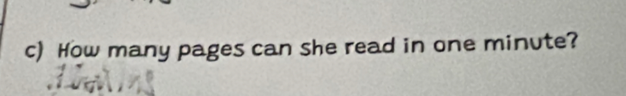 How many pages can she read in one minute?