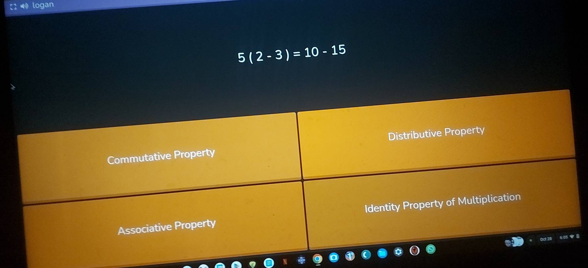 logan
5(2-3)=10-15