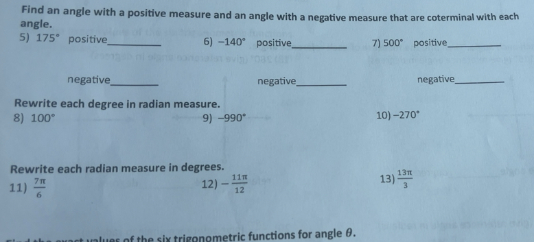 Solved: Find an angle with a positive measure and an angle with a ...